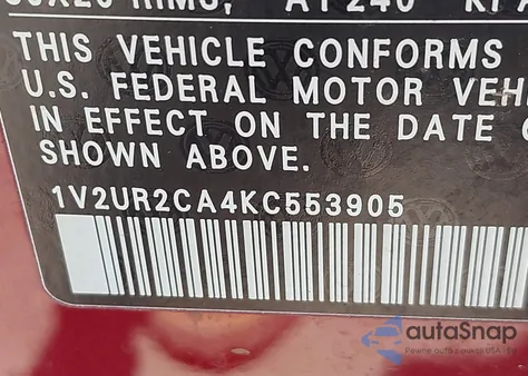 2019 Volkswagen Atlas 3.6L V6 Se W/Technology from USA, damaged, VIN 1V2UR2CA4KC553905